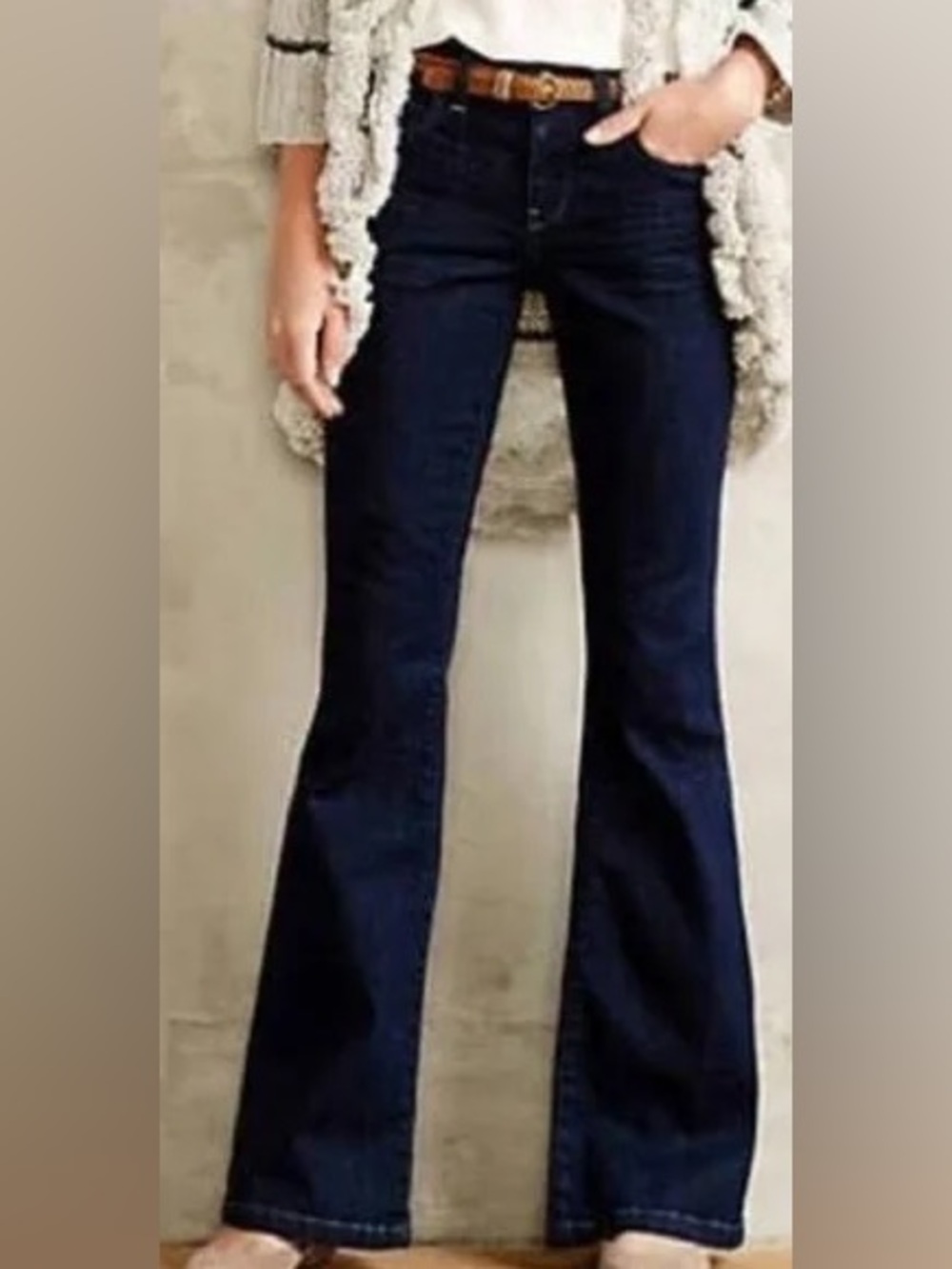 NWOT New Anthropologie Pilcro Superscript High Waist Dark Flare Jeans 31 Y2K